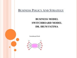 BUSINESS POLICY AND STRATEGY
BUSINESS MODEL
SWITCHBOARD MODEL
DR. IRUM FATIMA
 