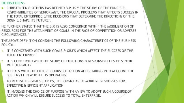 Business policy unit 1