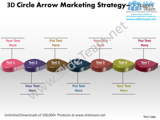 3D Circle Arrow Marketing Strategy– 7 Stages



Your Text               Put Text              Your Text               Put Text
  Here                   Here                   Here                   Here



Text 1        Text 2    Text 3     Text 4      Text 5      Text 6      Text 7




            Your Text              Put Text               Your Text
              Here                  Here                    Here




                                                                         Your Logo
 