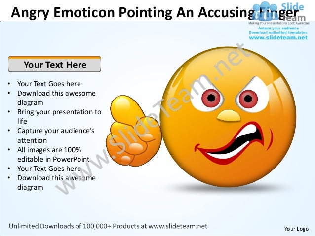 Business power point templates angry emoticon pointing 