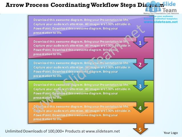 Business Power Point Templates Arrow Process Coordinating Workflow St Powerpoint Workflow Diagram Template