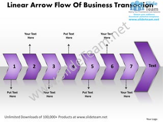 Linear Arrow Flow Of Business Transaction


           Your Text               Put Text              Your Text
             Here                   Here                   Here




    1            2           3           4          5           6          7      Text




Put Text               Your Text              Put Text               Your Text
 Here                    Here                  Here                    Here




                                                                                 Your Logo
 