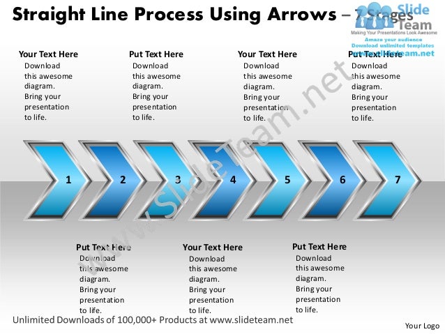 business power point templates straight line process using straight line sales