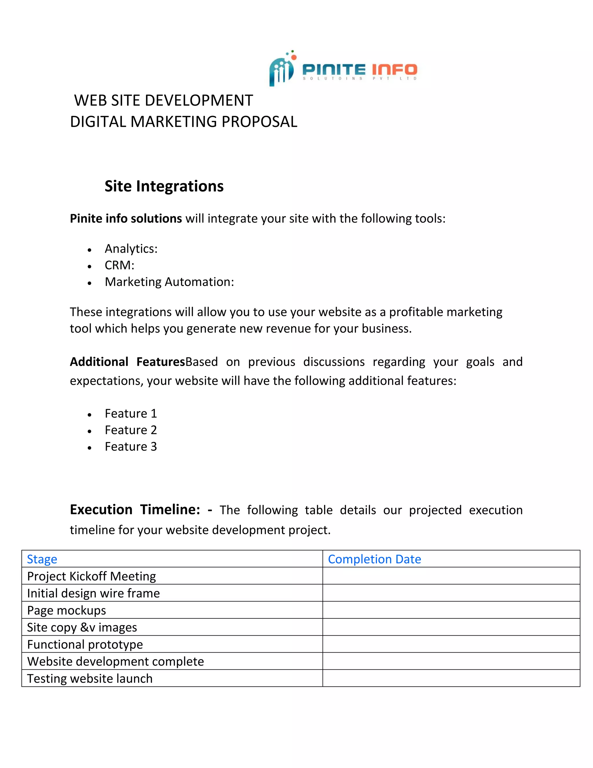 WEB SITE DEVELOPMENT DIGITAL MARKETING PROPOSAL | PDF