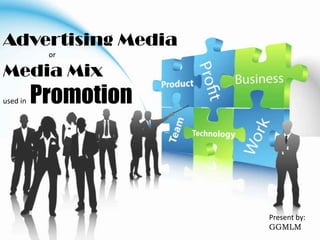 Advertising Media
or
Media Mix
used in Promotion
Present by:
GGMLM
 