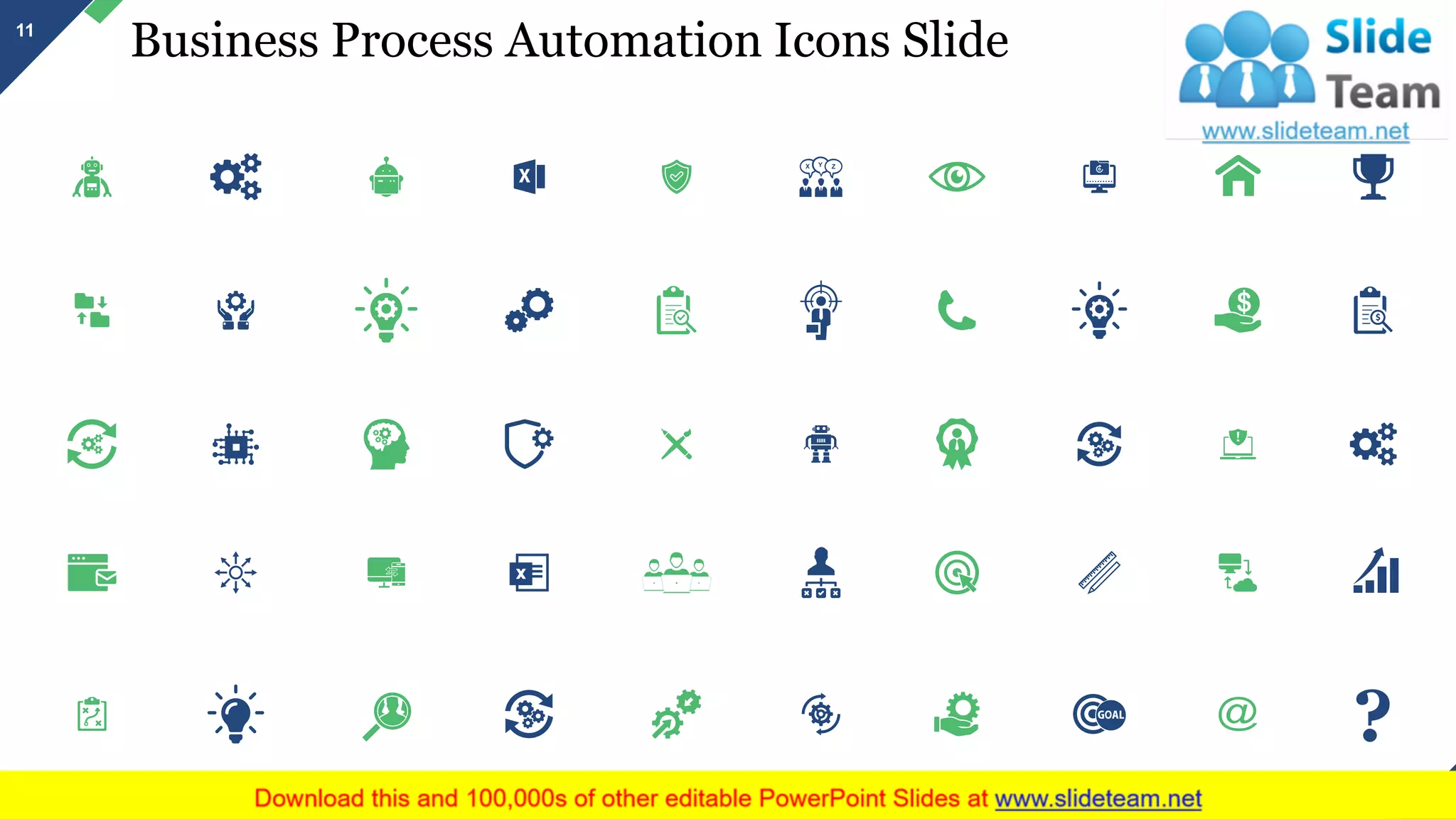 Business Process Automation Icons Slide11
?
This slide is 100% editable. Adapt it to your needs and capture your audience's attention.
 