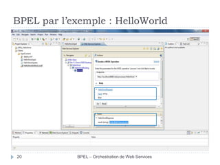 BPEL par l’exemple : HelloWorld

20

BPEL – Orchestration de Web Services

 