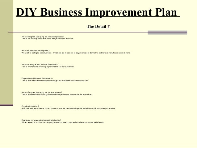 Business Improvement Plan Template