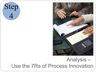 Use the 7Rs of Process Innovation
Step
4
Analysis –
 