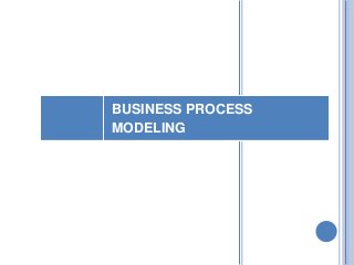 BUSINESS PROCESS 
MODELING 
 