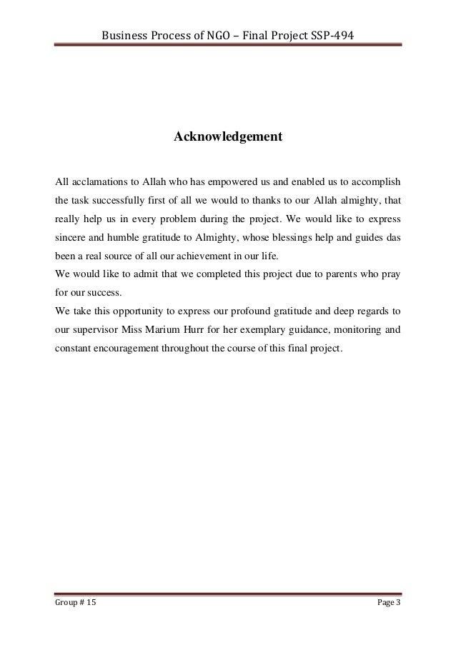 Acknowledgement for ngo project Acknowledgement for ngo project