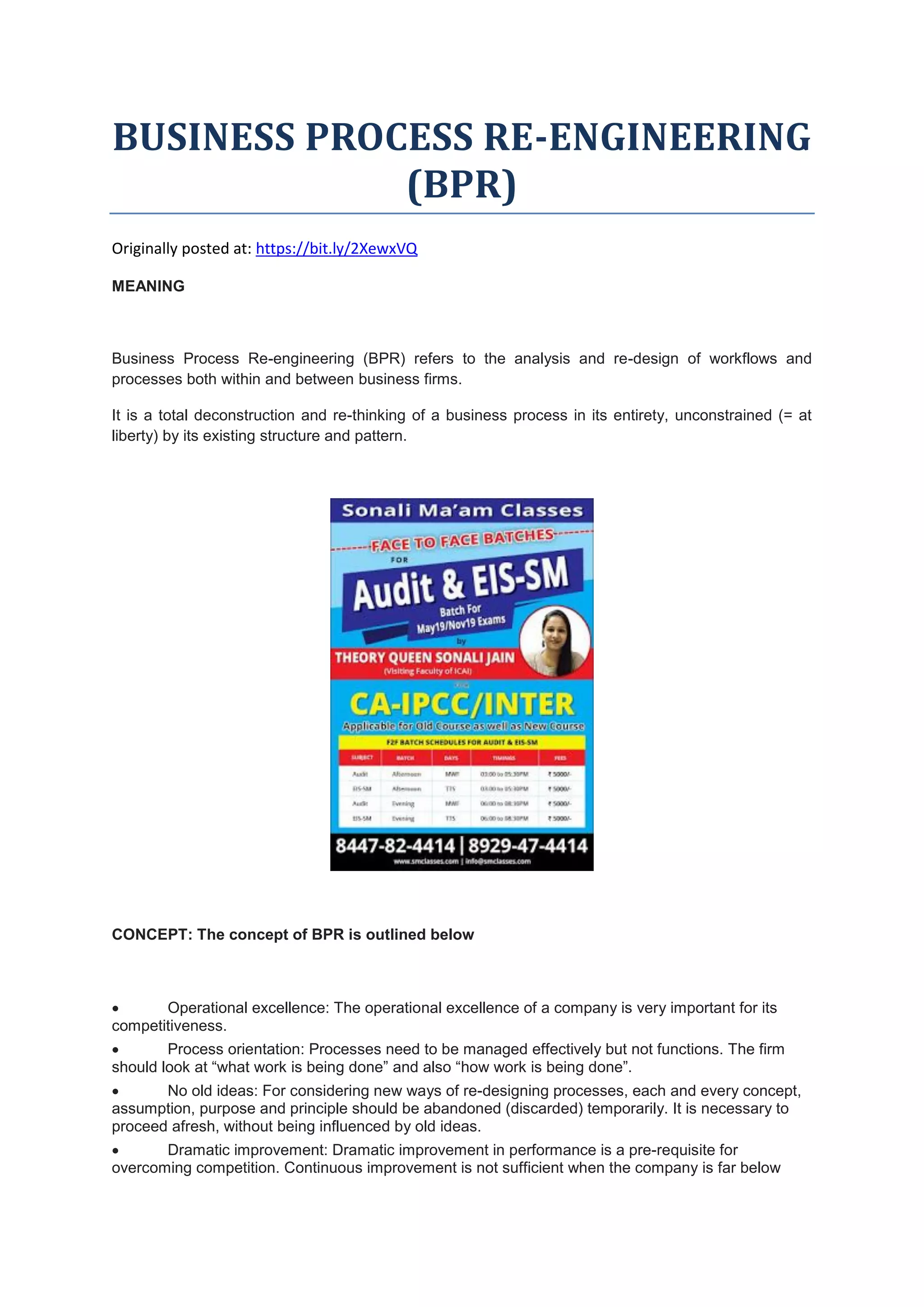 BUSINESS PROCESS RE-ENGINEERING (BPR) | PDF