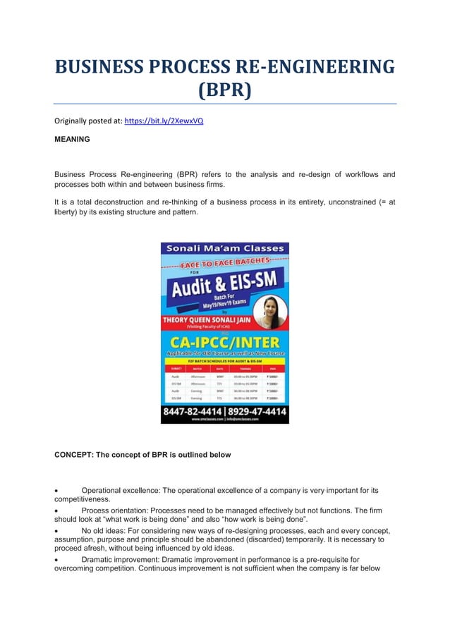 BUSINESS PROCESS RE-ENGINEERING (BPR) | PDF