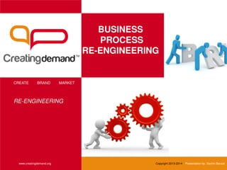 BUSINESS
PROCESS
RE-ENGINEERING
CREATE BRAND MARKET
www.creatingdemand.org Copyright 2013-2014 Presentation by: Sachin Bansal
RE-ENGINEERING
 