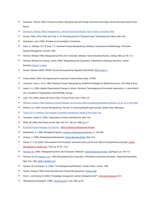 Business process reengineering