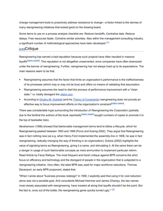 Business process reengineering