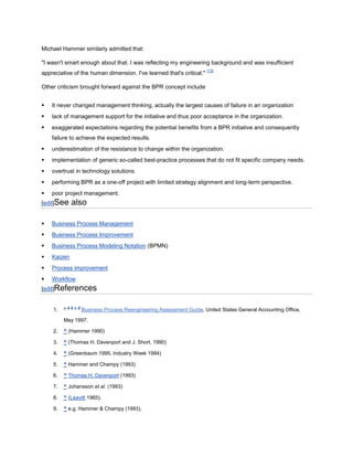 Business process reengineering