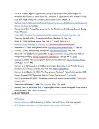 Business process reengineering