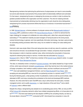 Business process reengineering