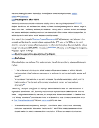 Business process reengineering