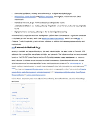 Business process reengineering