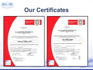 Our Certificates 
 