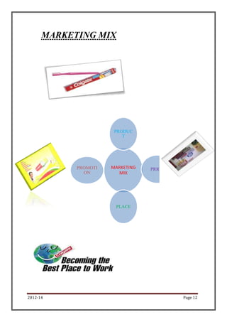 2012-14 Page 12
MARKETING MIX
MARKETING
MIX
PRODUC
T
PRICE
PLACE
PROMOTI
ON
 