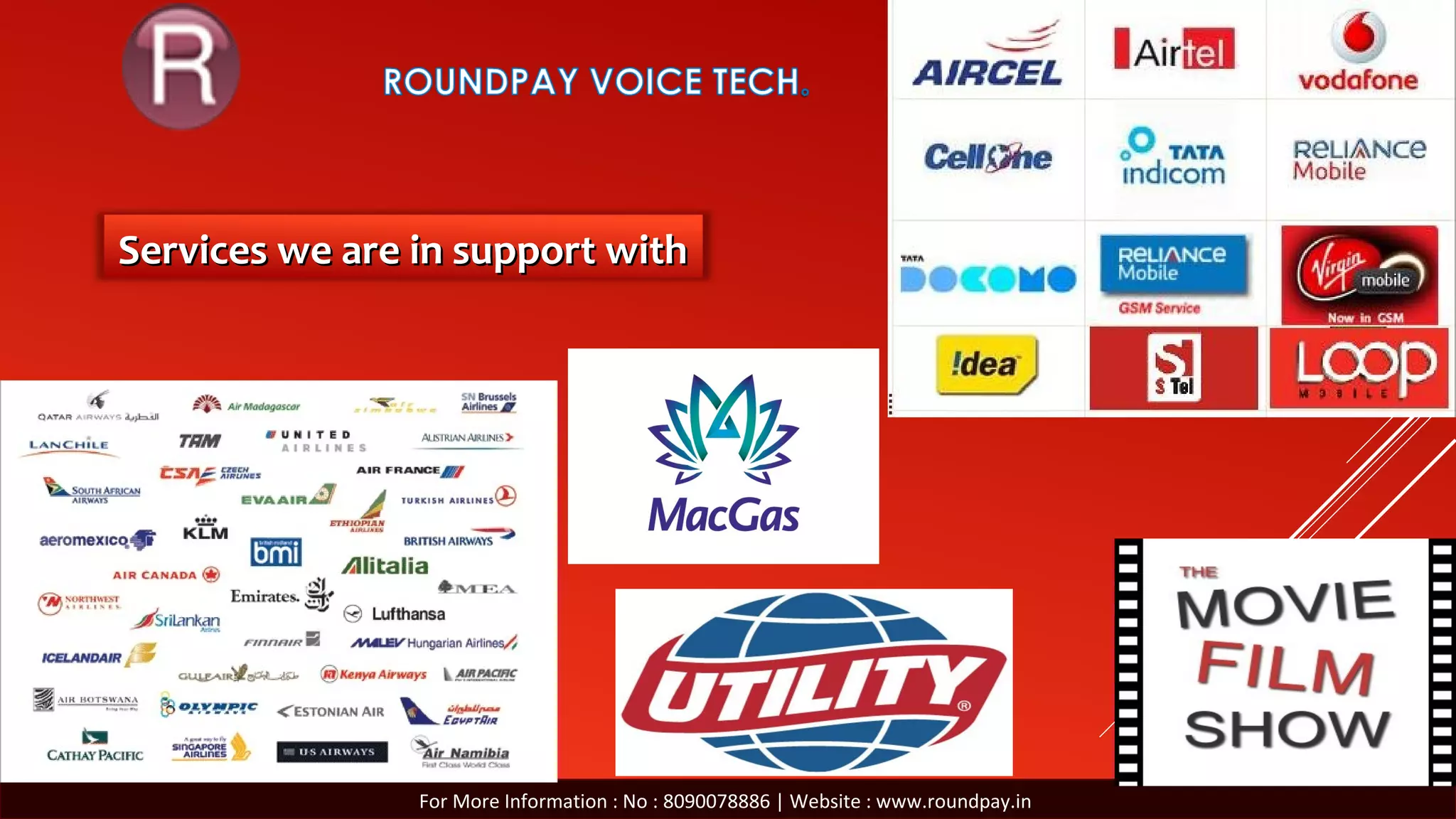 Services we are in support withServices we are in support with
For More Information : No : 8090078886 | Website : www.roundpay.in
 