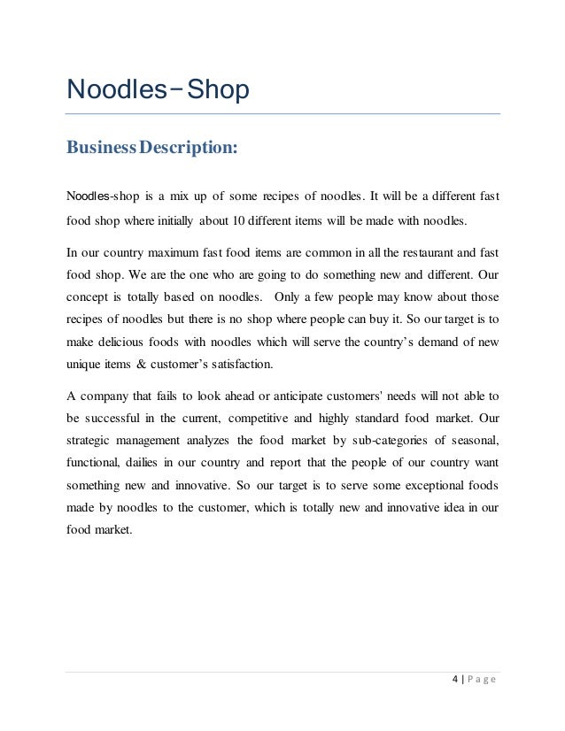 Business proposal noodles shop