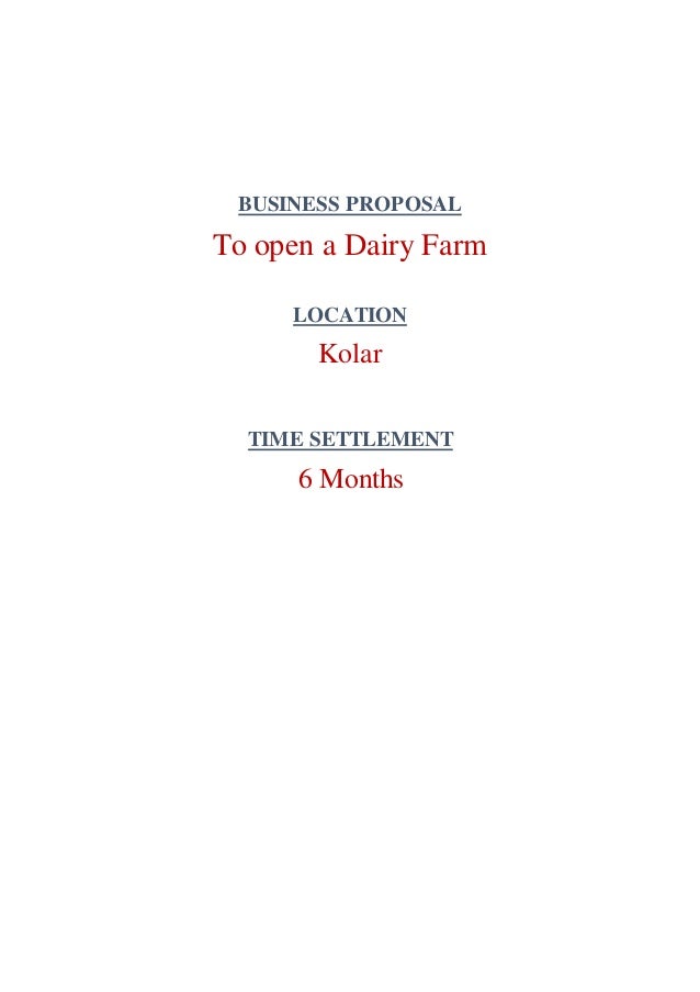 Business Proposal; Budget Plan for Dairy farm