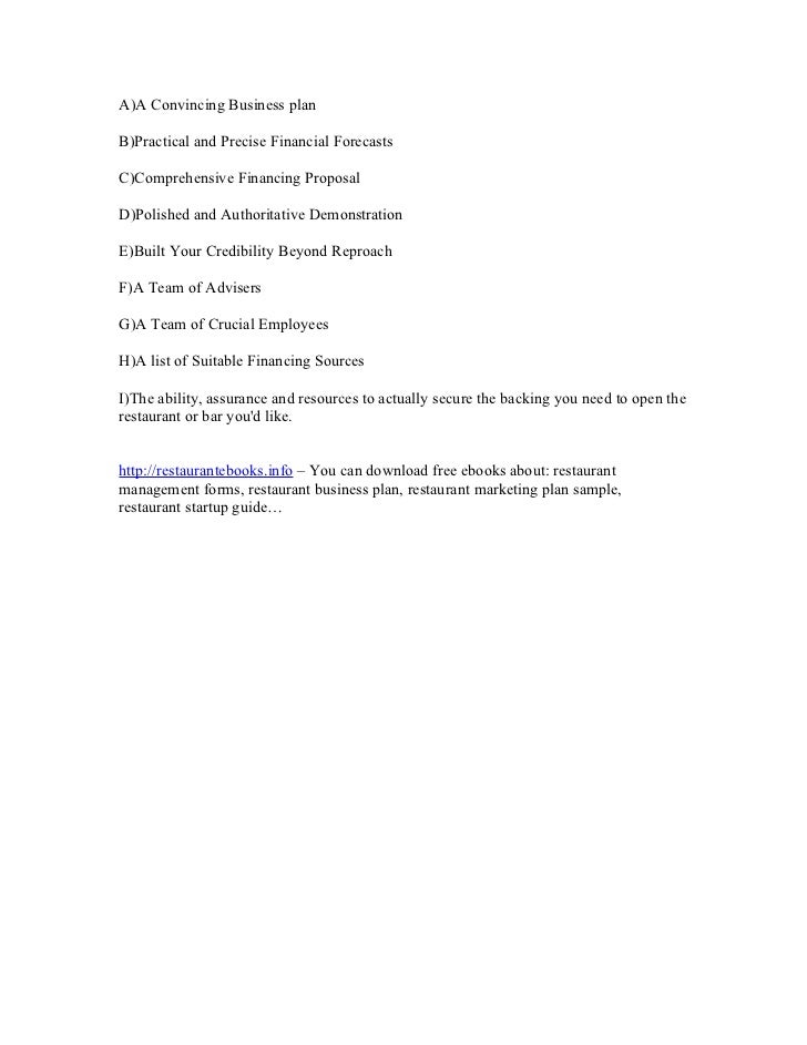 business proposal for restaurant