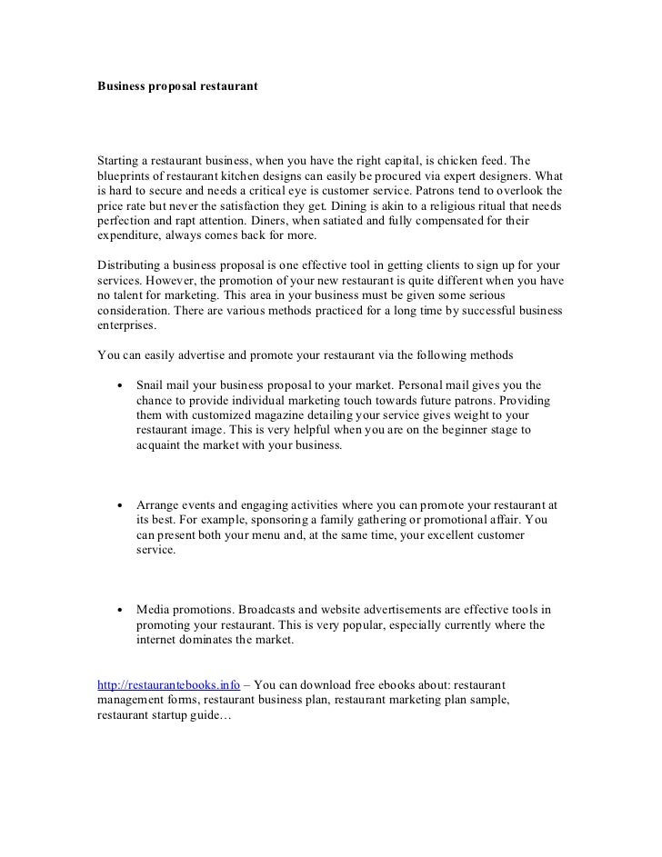 business proposal restaurant business proposal for a restaurant