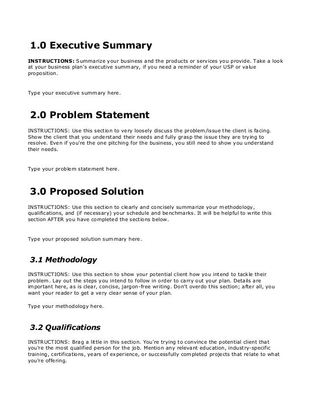 business proposal template free download on bplans com