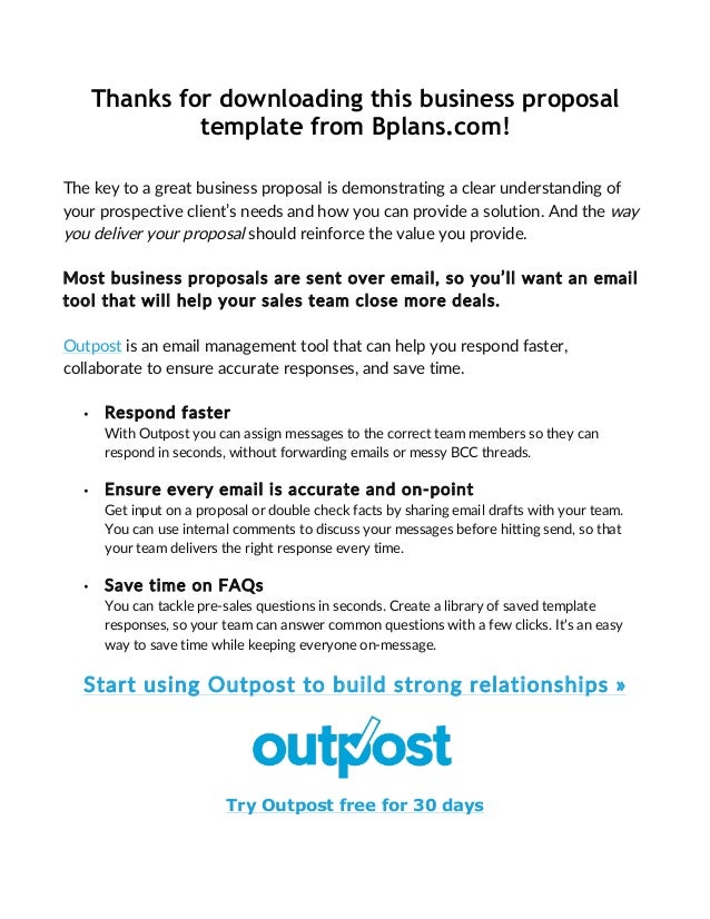business proposal template free download on bplans com business proposal template free