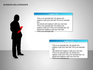 EXAMPLE TEXT
•This is an example text. Go ahead and
replace it with your own text This is an example
text.
•Go ahead and replace it with your own text
•This is an example text. Go ahead and
replace it with your This is an example text. Go
ahead and replace it with your own text
•This is an example text.
EXAMPLE TEXT
•This is an example text. Go ahead and
replace it with your own text This is an example
text.
•Go ahead and replace it with your own text
•This is an example text. Go ahead and
replace it with your This is an example text. Go
ahead and replace it with your own text
•This is an example text.
BUSINESS RELATIONSHIPS
 