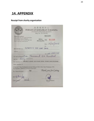 25 
14. APPENDIX
Receipt from charity organization
 