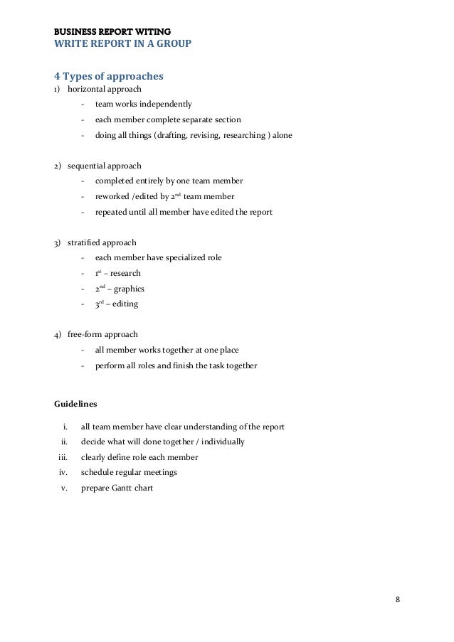 Report writing style indirect