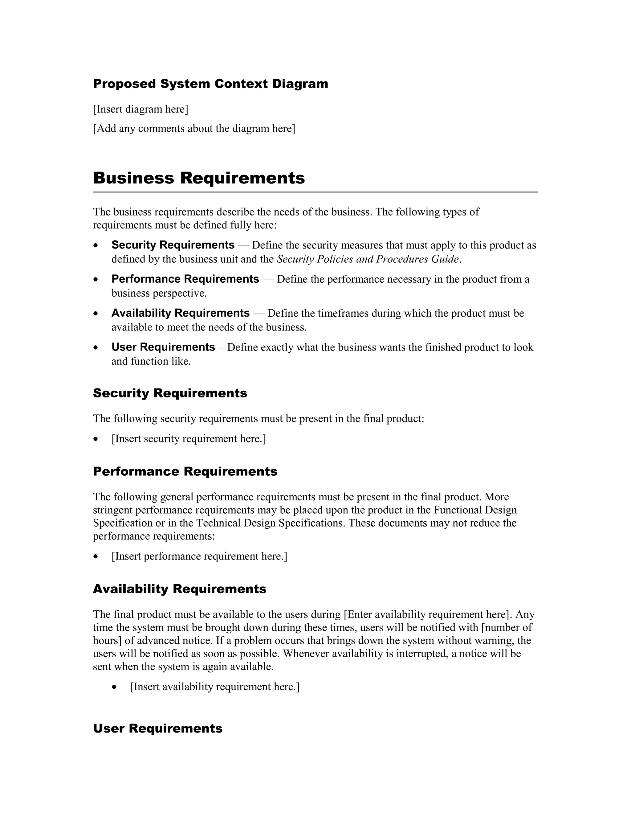 Business requirements template | PDF