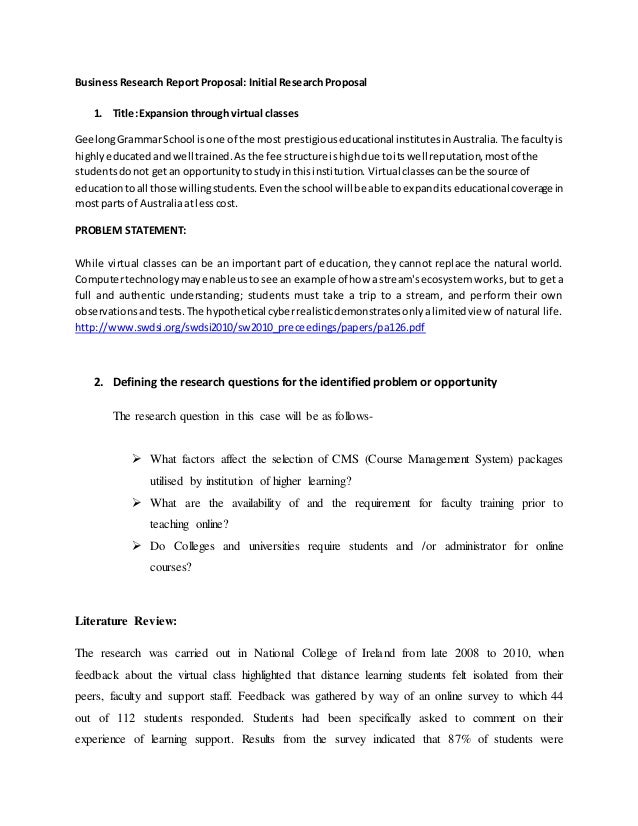 Research proposal vs full research report