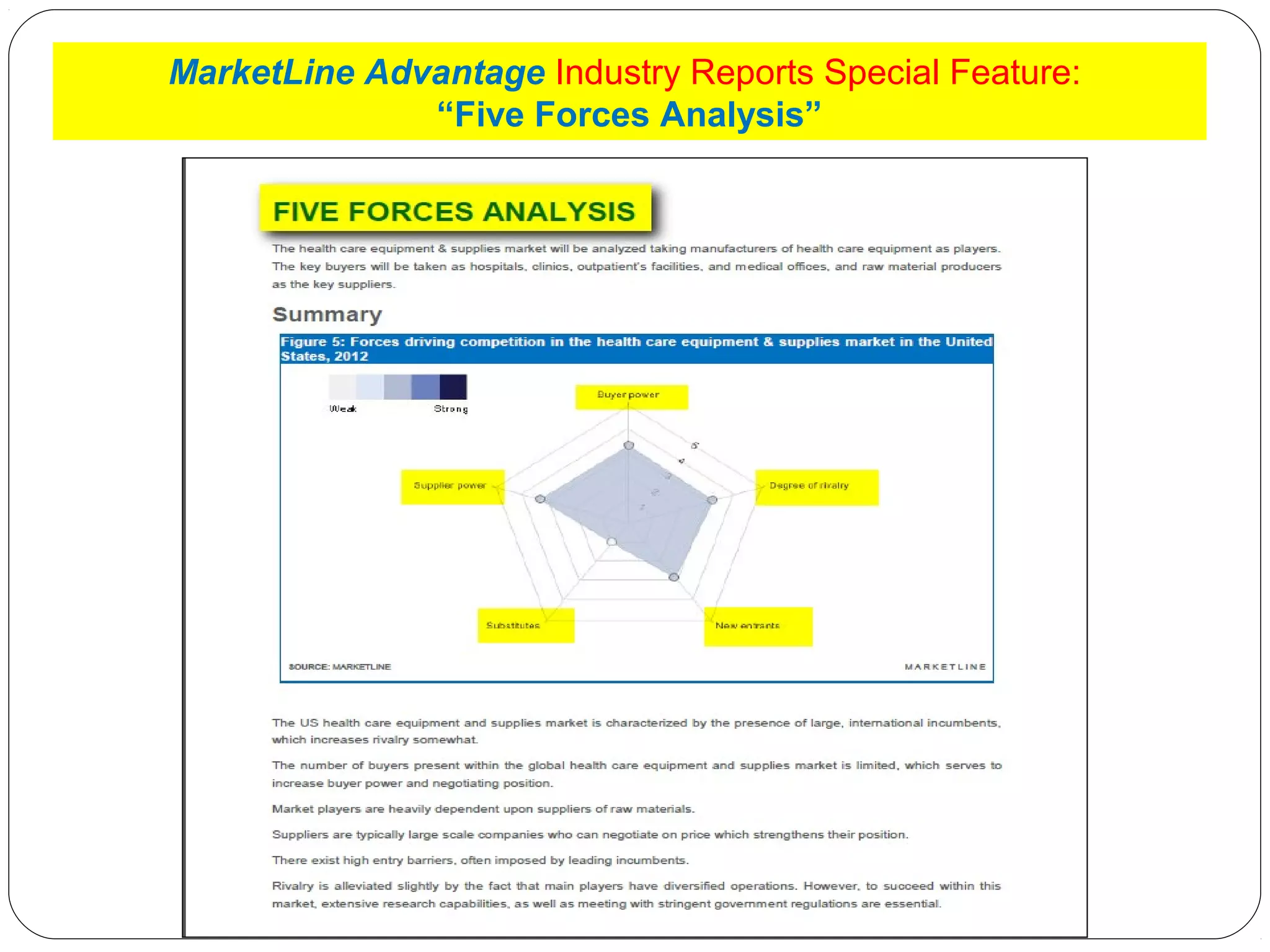 MarketLine Advantage Industry Reports Special Feature:
“Five Forces Analysis”

 