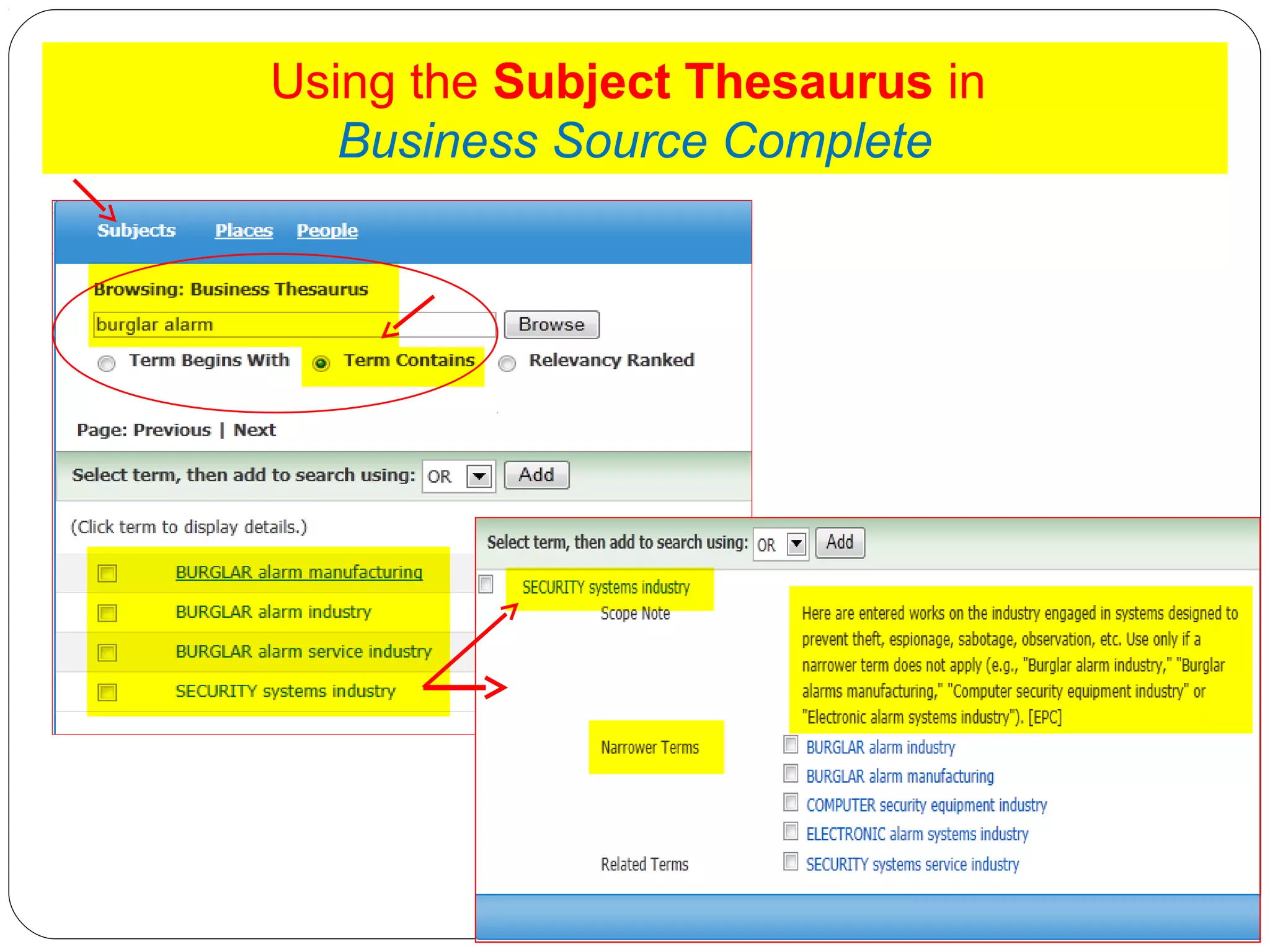 Using the Subject Thesaurus in
Business Source Complete

 