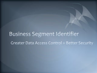 Business Segment Identifier Greater Data Access Control = Better Security 