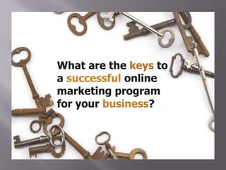 What are the keys to
a successful online
marketing program
for your business?
 