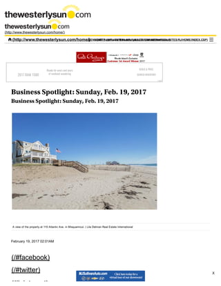 Business Spotlight: Sunday, Feb. 19, 2017
Business Spotlight: Sunday, Feb. 19, 2017
A view of the property at 119 Atlantic Ave. in Misquamicut. | Lila Delman Real Estate International
February 19, 2017 02:01AM 
(/#facebook)
(/#twitter)
(/#pinterest)
(http://www.thewesterlysun.com/home/)
2017 RAM 1500
Ready for years and years
of weekend wandering
BUILD & PRICE
SEARCH INVENTORY
Legal
 (http://www.thewesterlysun.com/home/) NEWS (http://www.thewesterlysun.com/news/latestnews/)MENU (HTTP://MRJ­TSTDB1.MRJ.US2.DTI/CSP/MEDIAPOOL/SITES/RJ/HOME/INDEX.CSP)
X
 