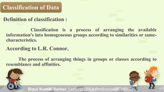 Introduction To Classification Data Collection Basic Concept of Collection and Presentation of Business Data | PDF