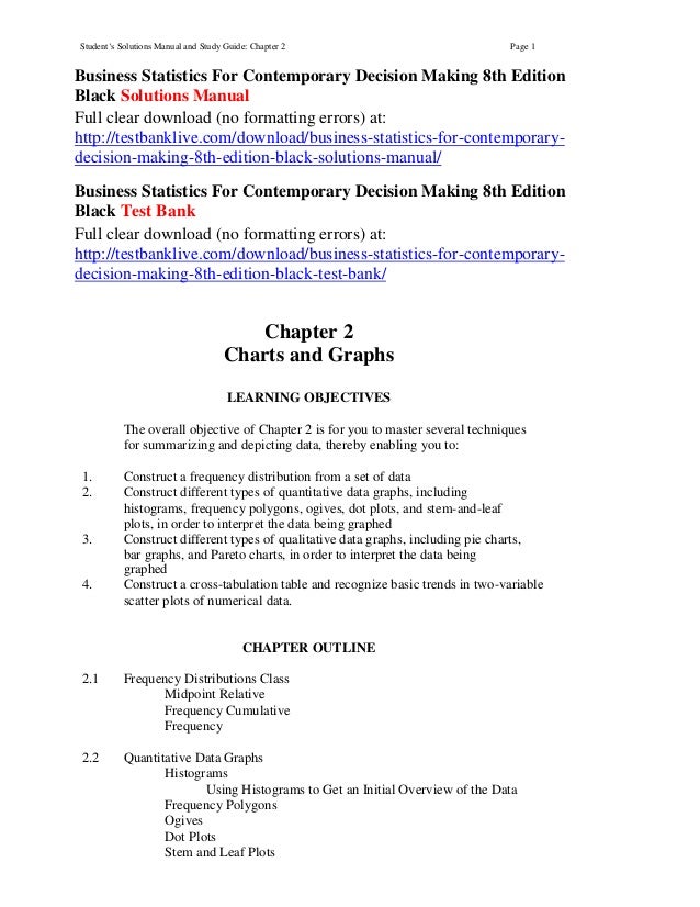 Business Statistics For Contemporary Decision Making 8th