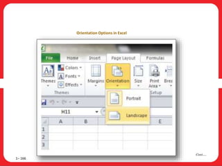 1– 166
Cont….
Orientation Options in Excel
 