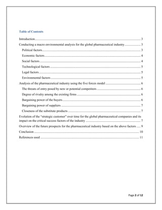 Business Strategy Analysis of The Global Pharmaceutical Industry | PDF