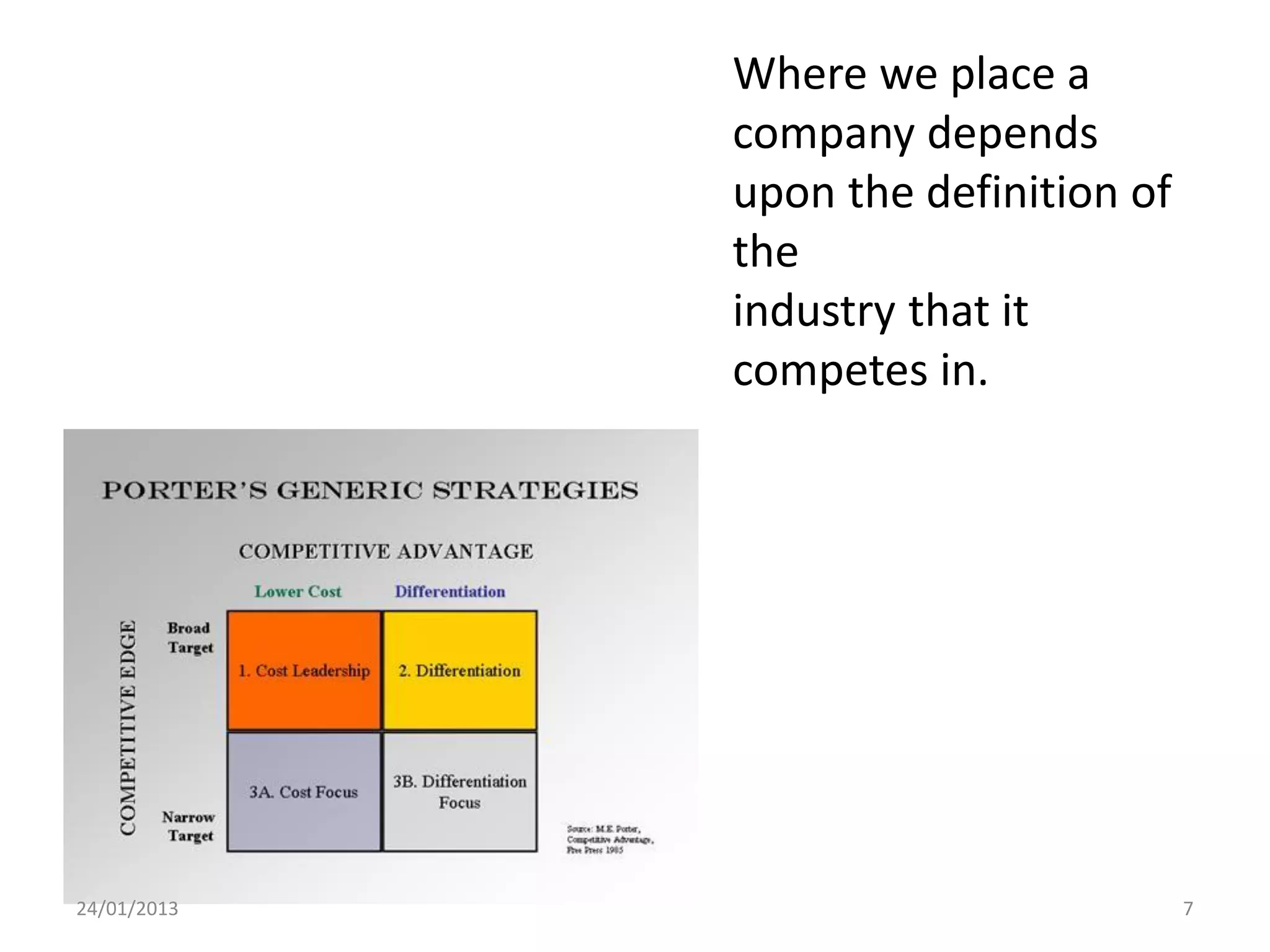 Where we place a
             company depends
             upon the definition of
             the
             industry that it
             competes in.




24/01/2013                            7
 