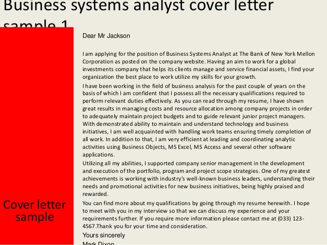business analyst cover letter